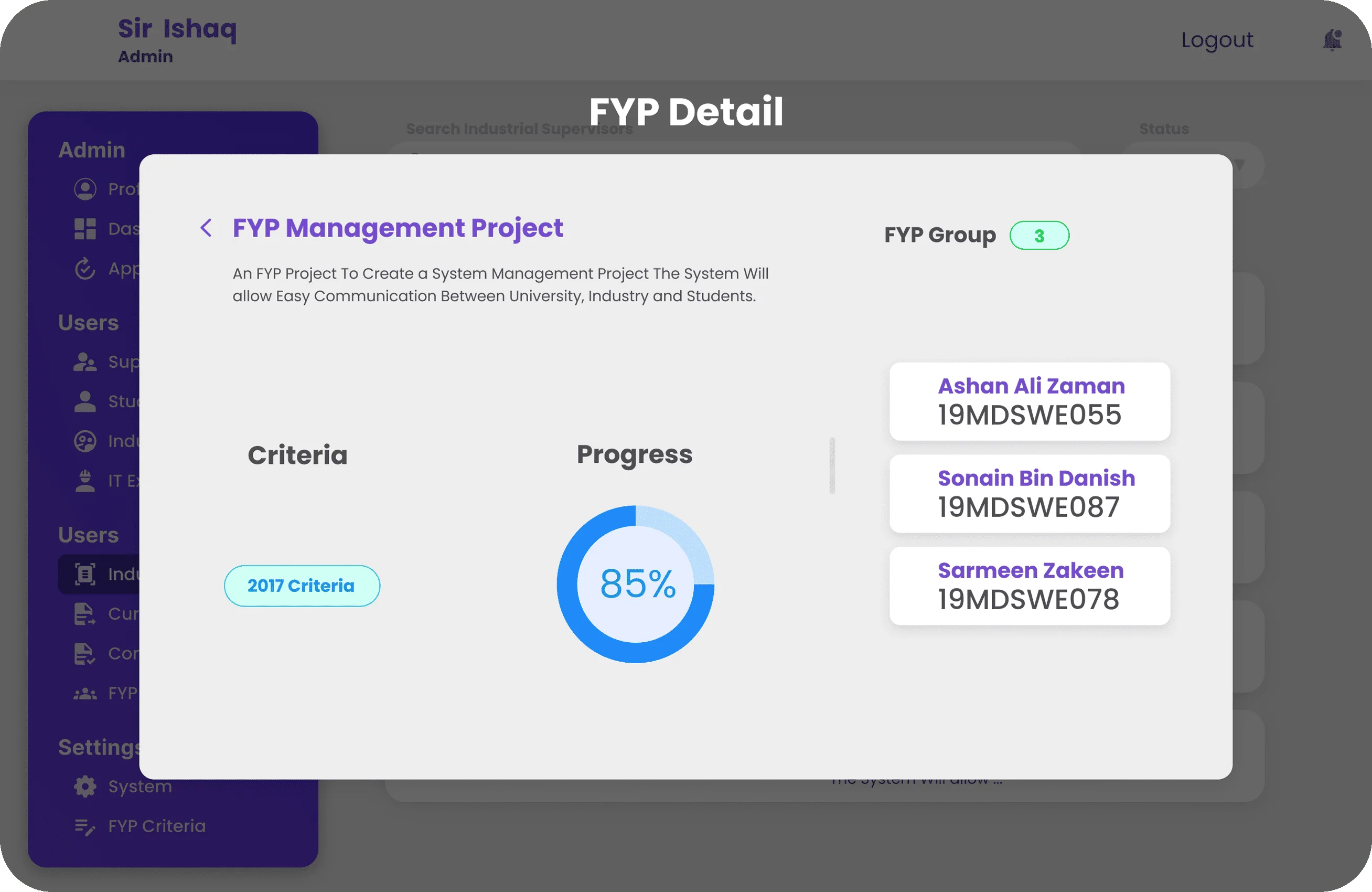 FYP Management System screenshot 13