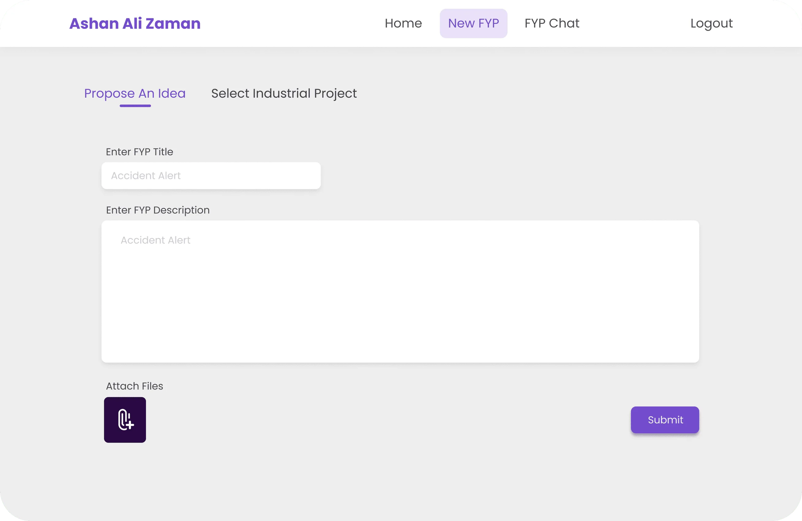 FYP Management System screenshot 2