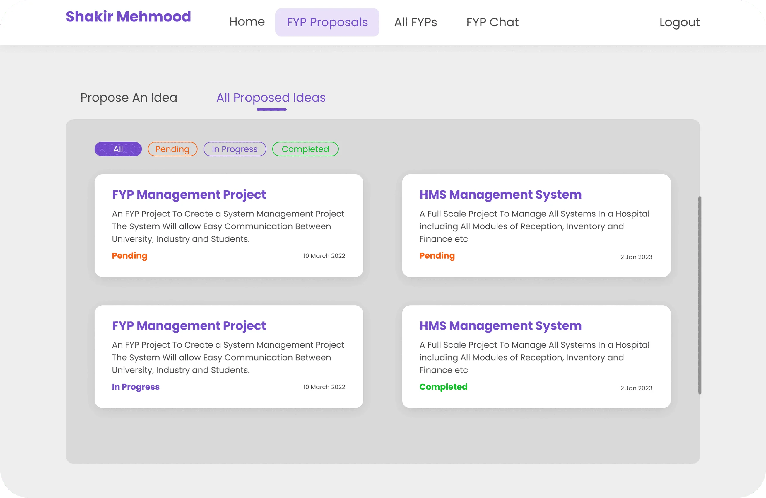 FYP Management System screenshot 3